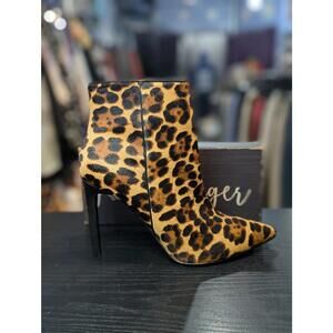 Ninewest Leopard Print Calf Hair Ankle Boot